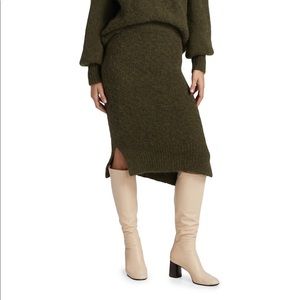 NWT from Saks: byTiMo wool blend rib-knit pencil skirt Forest Green